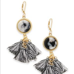 INC Gold-Tone Tortoise Look Tassel Drop Earrings